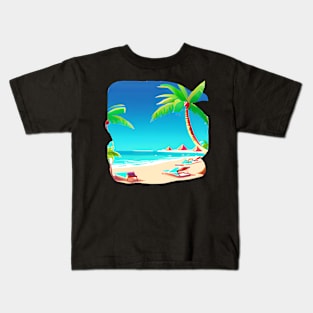 Summer lover, beach, palm trees. Kids T-Shirt